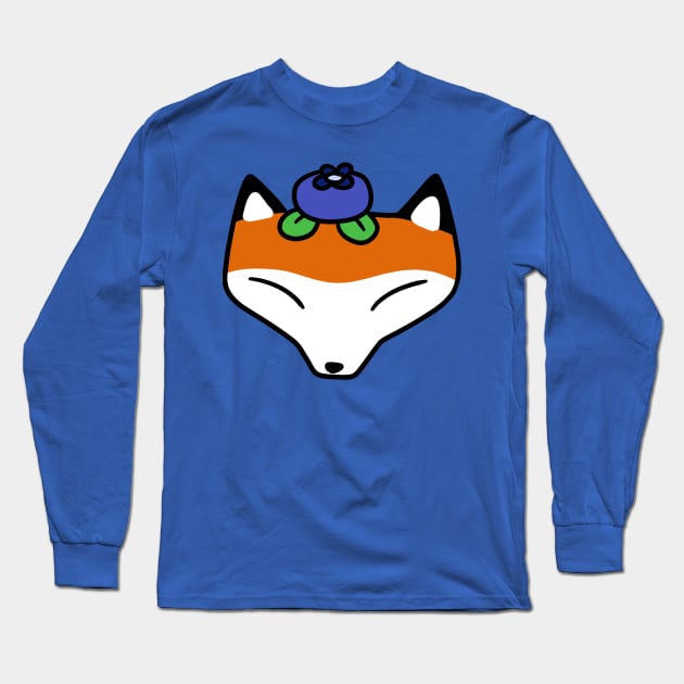 Blueberry Fox Face Long Sleeve T-Shirt by saradaboru